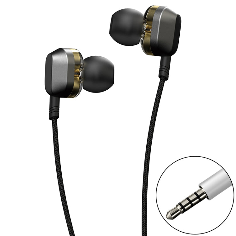 WK Y9 3.5mm In-Ear Double Moving Coil HIFI Stereo Wired Earphone (Black) - In Ear Wired Earphone by WK | Online Shopping South Africa | PMC Jewellery