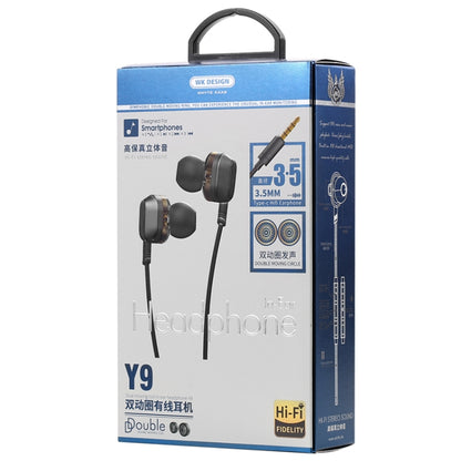 WK Y9 3.5mm In-Ear Double Moving Coil HIFI Stereo Wired Earphone (Black) - In Ear Wired Earphone by WK | Online Shopping South Africa | PMC Jewellery