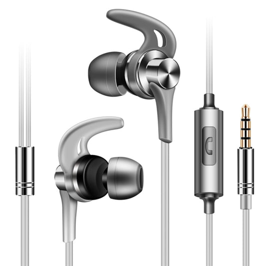 QKZ EQ1 CNC Metal Shark Fin Headphones Sports Music Headphones, Microphone Version (Grey) - In Ear Wired Earphone by QKZ | Online Shopping South Africa | PMC Jewellery