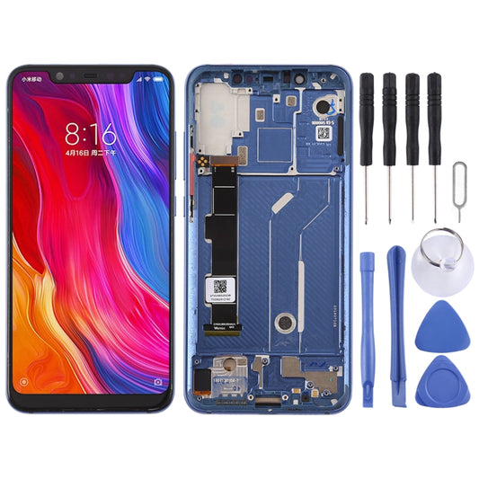 LCD Screen and Digitizer Full Assembly with Frame & Side Keys for Xiaomi Mi 8(Blue) - LCD Screen by PMC Jewellery | Online Shopping South Africa | PMC Jewellery