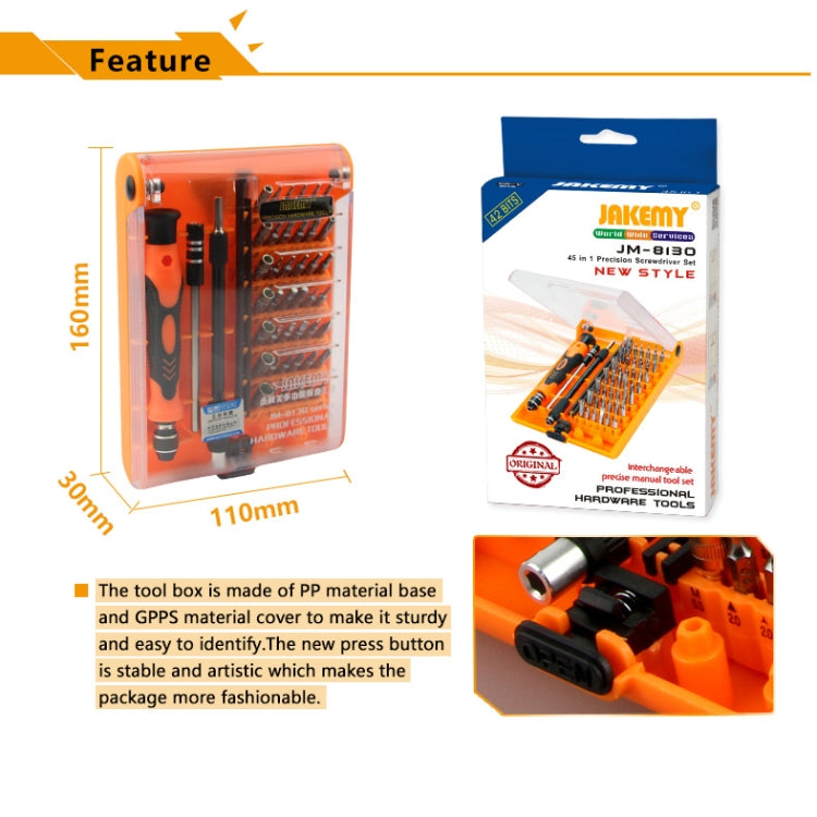 JAKEMY JM-8130 45 in 1 Interchangeable Magnetic Precision Screwdriver Set - Screwdriver Set by JAKEMY | Online Shopping South Africa | PMC Jewellery