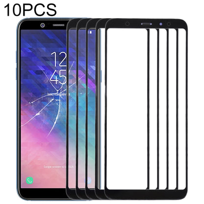 For Samsung Galaxy A6+ (2018) / A605  10pcs Front Screen Outer Glass Lens (Black) - Outer Glass Lens by PMC Jewellery | Online Shopping South Africa | PMC Jewellery