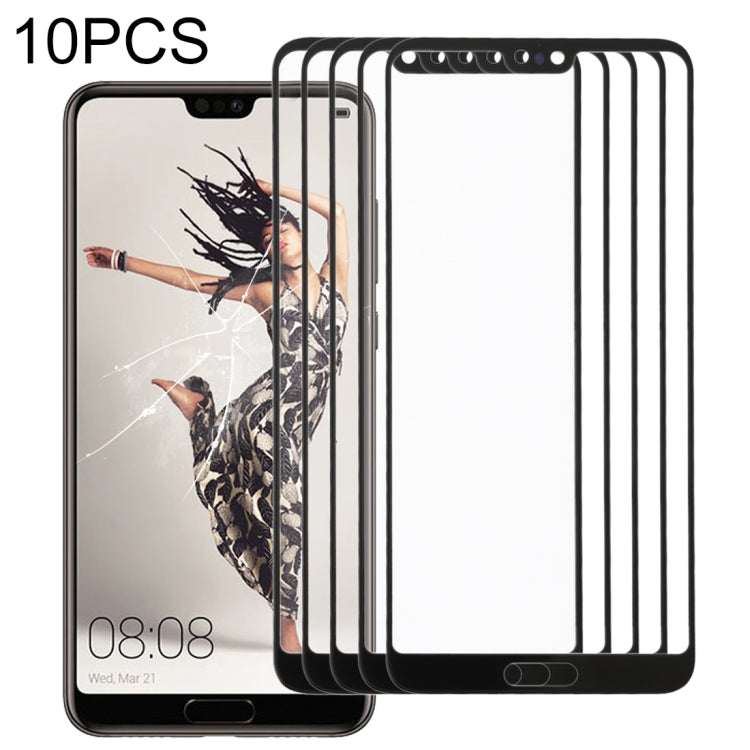 For Huawei P20 Pro 10PCS Front Screen Outer Glass Lens (Black) - Outer Glass Lens by PMC Jewellery | Online Shopping South Africa | PMC Jewellery