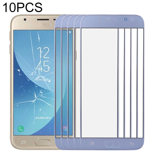 For Samsung Galaxy J3 (2017) / J330 10pcs Front Screen Outer Glass Lens (Blue) - Outer Glass Lens by PMC Jewellery | Online Shopping South Africa | PMC Jewellery