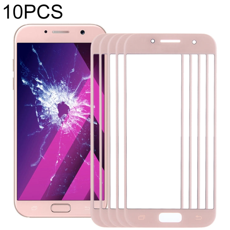 For Samsung Galaxy A7 (2017) / A720 10pcs Front Screen Outer Glass Lens (Pink) - Outer Glass Lens by PMC Jewellery | Online Shopping South Africa | PMC Jewellery