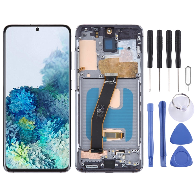 OLED Material LCD Screen for Samsung Galaxy S20 SM-G980 Digitizer Full Assembly With Frame(Black) - LCD Screen by PMC Jewellery | Online Shopping South Africa | PMC Jewellery