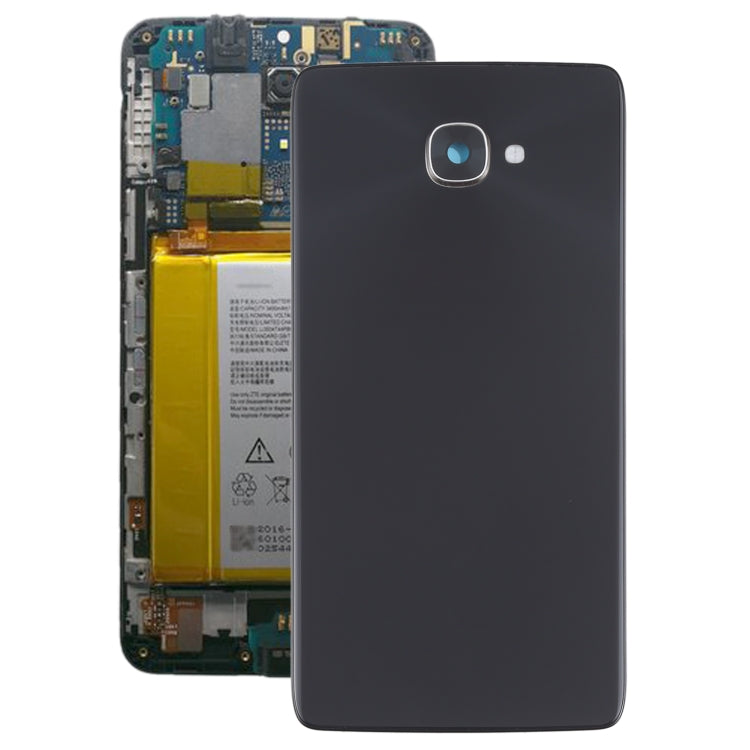 For Alcatel One Touch Idol 4s OT6070 6070K 6070Y 6070 Glass Battery Back Cover  (Black) - Back Cover by PMC Jewellery | Online Shopping South Africa | PMC Jewellery