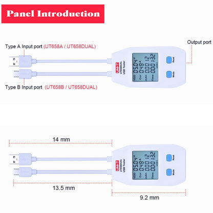 UNI-T USB Voltmeter Ammeter Tester UT658DUAL - Test Tools by PMC Jewellery | Online Shopping South Africa | PMC Jewellery