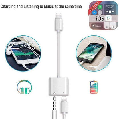 ZS-KL21804 2 in 1 8 Pin to 3.5mm Audio + 8 Pin Charging Interface, Earphone Adapter, Suitable for All IOS Systems - Earphone Adapter by PMC Jewellery | Online Shopping South Africa | PMC Jewellery