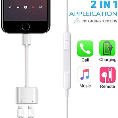 ZS-S1802 2 in 1 8 Pin Male to 8 Pin Charging + 8 Pin Audio Female Connector Earphone Adapter, Support Calls & Wire Control, Compatible with All IOS System - Earphone Adapter by PMC Jewellery | Online Shopping South Africa | PMC Jewellery