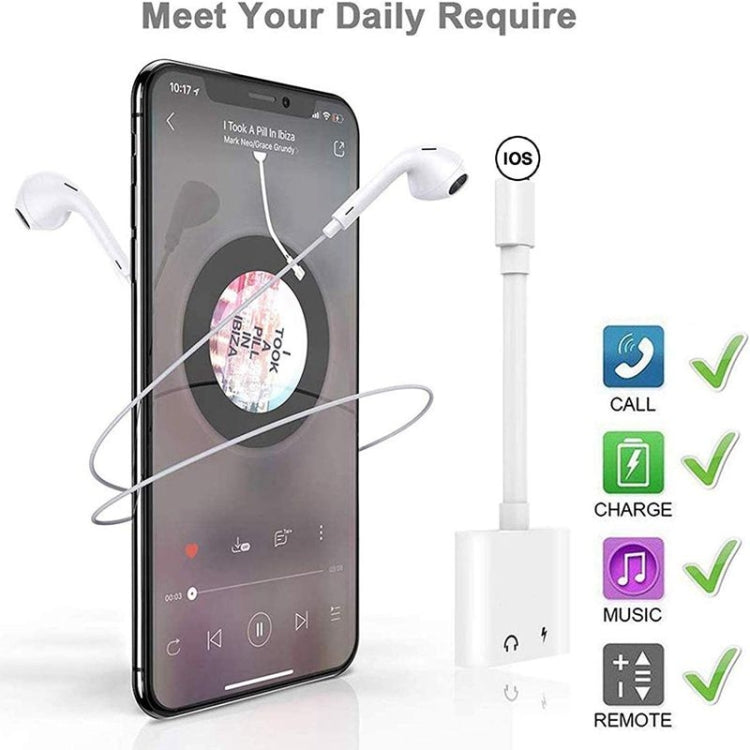 ZS-S1802 2 in 1 8 Pin Male to 8 Pin Charging + 8 Pin Audio Female Connector Earphone Adapter, Support Calls & Wire Control, Compatible with All IOS System - Earphone Adapter by PMC Jewellery | Online Shopping South Africa | PMC Jewellery