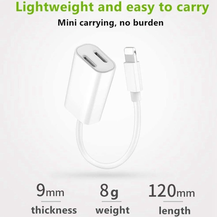 ZS-S1801 2 in 1 8 Pin Male to 8 Pin Charging + 8 Pin Audio Female Connector Earphone Adapter, Support Calls, Compatible with All IOS System - Earphone Adapter by PMC Jewellery | Online Shopping South Africa | PMC Jewellery