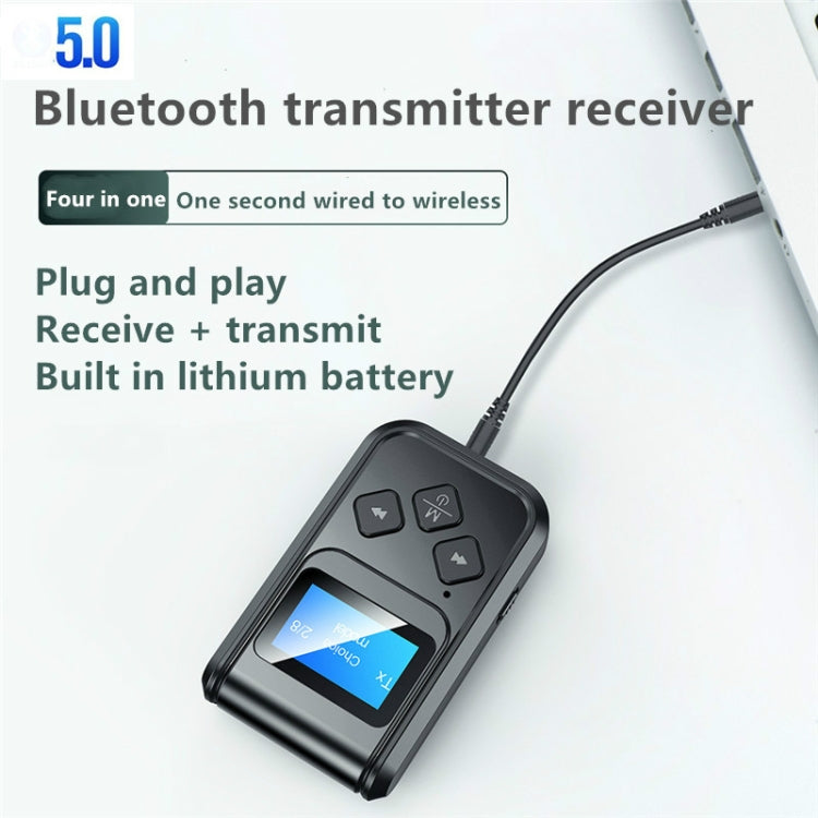 T15 2 in 1 Bluetooth 5.0 Music Receiver Transmitter with Screen - Audio Receiver Transmitter by PMC Jewellery | Online Shopping South Africa | PMC Jewellery