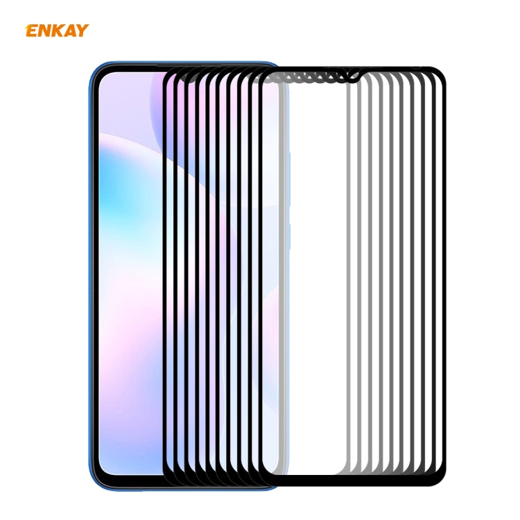 For Redmi 9 / 9A / 9C 10 PCS ENKAY Hat-Prince Full Glue 0.26mm 9H 2.5D Tempered Glass Full Coverage Film -  by ENKAY | Online Shopping South Africa | PMC Jewellery