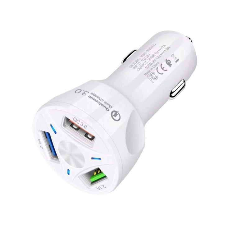 YSY-395KC QC3.0 3 USB 35W High Power Vehicle Charger / Mobile Phone Tablet Universal Vehicle Charger(White) - Car Charger by PMC Jewellery | Online Shopping South Africa | PMC Jewellery