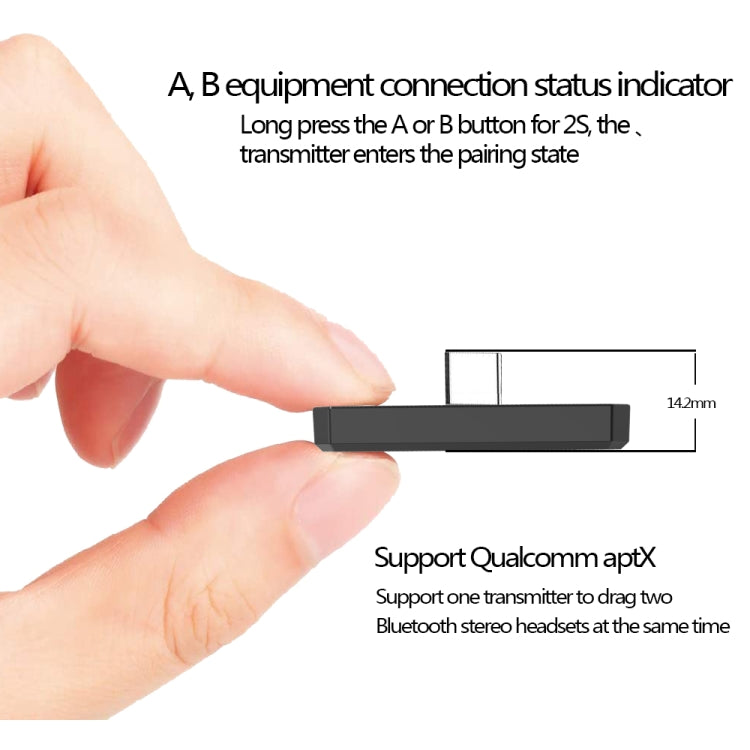 B35 Type-C Bluetooth 5.0 Wireless Transmitter Audio one-drag-two Transmitter For PS4 / Switch - Adapter by PMC Jewellery | Online Shopping South Africa | PMC Jewellery