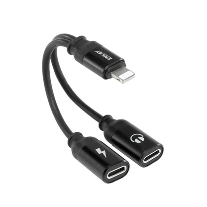 ENKAY ENK-AT104 8 Pin to Dual 8 Pin Charging Listen to Songs Aluminum Alloy Adapter Conversion Cable(Black) - Earphone Adapter by ENKAY | Online Shopping South Africa | PMC Jewellery