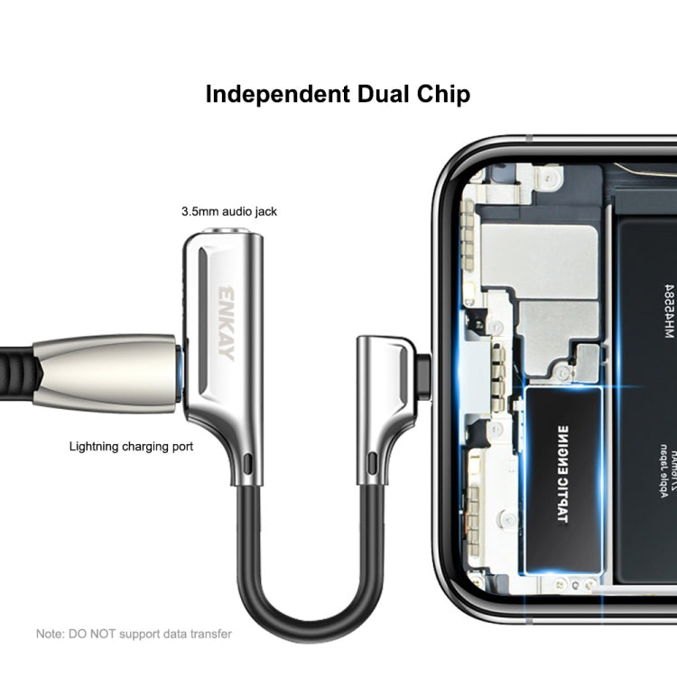 ENKAY ENK-AT103 8 Pin to 3.5mm Audio ＆ 8 Pin Charging Interfaces Converter Zinc Alloy Adapter(Dark Grey) - Cable & Splitter by ENKAY | Online Shopping South Africa | PMC Jewellery