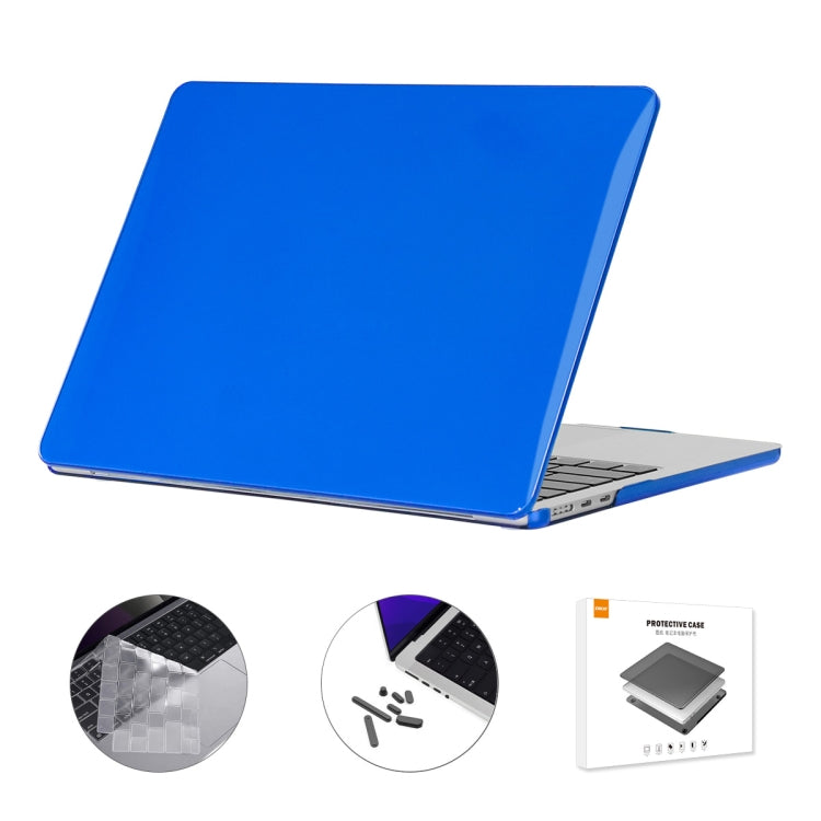 For MacBook Air 13.6 2022 A2681 EU Version ENKAY 3 in 1 Crystal Laptop Case with TPU Keyboard Film / Anti-dust Plugs (Dark Blue) - MacBook Air Cases by ENKAY | Online Shopping South Africa | PMC Jewellery