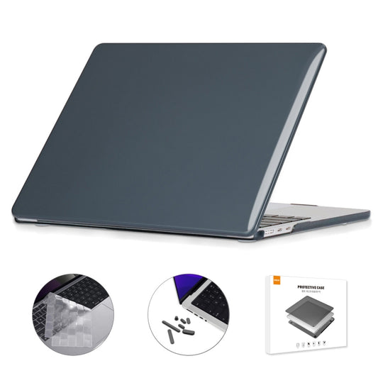 For MacBook Air 13.6 2022 A2681 US Version ENKAY 3 in 1 Crystal Laptop Case with TPU Keyboard Film / Anti-dust Plugs(Black) - MacBook Air Cases by ENKAY | Online Shopping South Africa | PMC Jewellery