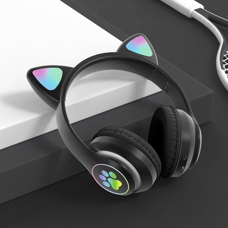 T&G TN-28 3.5mm Bluetooth 5.0 Dual Connection RGB Cat Ear Bass Stereo Noise-cancelling Headphones Support TF Card With Mic(Black) - Headset & Headphone by T&G | Online Shopping South Africa | PMC Jewellery