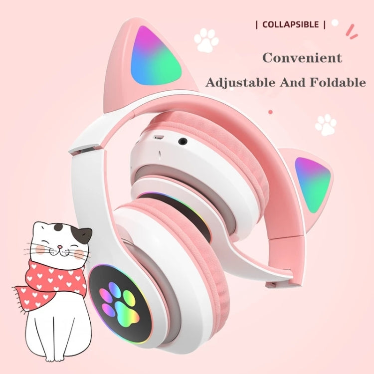 T&G TN-28 3.5mm Bluetooth 5.0 Dual Connection RGB Cat Ear Bass Stereo Noise-cancelling Headphones Support TF Card With Mic(Pink) - Headset & Headphone by T&G | Online Shopping South Africa | PMC Jewellery