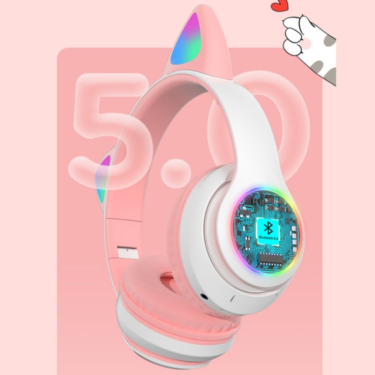 T&G TN-28 3.5mm Bluetooth 5.0 Dual Connection RGB Cat Ear Bass Stereo Noise-cancelling Headphones Support TF Card With Mic(Pink) - Headset & Headphone by T&G | Online Shopping South Africa | PMC Jewellery