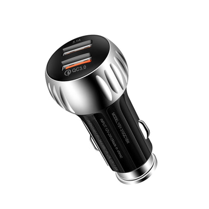 YSY-310QC18W QC3.0 Dual Port USB Car Charger + 3A USB to USB-C / Type-C Data Cable, Cable Length: 1m(Black) - Car Charger by PMC Jewellery | Online Shopping South Africa | PMC Jewellery