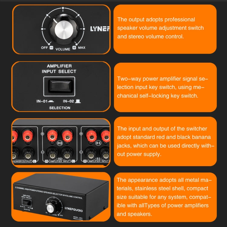 B051 2 Input And 1 Output Power Amplifier And Speaker Selection Switcher Output With Volume Adjustment 2 Power Amplifiers Audio Switcher Switch Distribution Comparator -  by PMC Jewellery | Online Shopping South Africa | PMC Jewellery