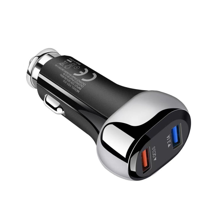 YSY-312 18W Portable QC3.0 Dual USB Mobile Phones and Tablet PCs Universal Car Charger(Black) - Car Charger by PMC Jewellery | Online Shopping South Africa | PMC Jewellery