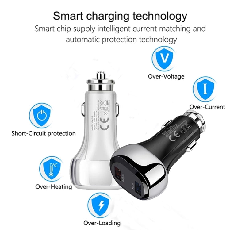 YSY-312 2 in 1 18W Portable QC3.0 Dual USB Car Charger + 1m 3A USB to Micro USB Data Cable Set(White) - Car Charger by PMC Jewellery | Online Shopping South Africa | PMC Jewellery