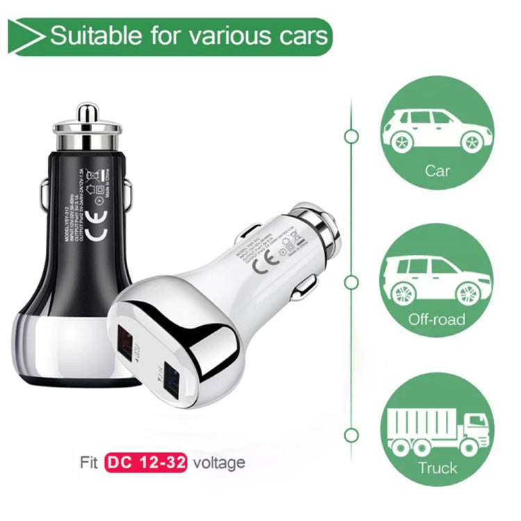 YSY-312 2 in 1 18W Portable QC3.0 Dual USB Car Charger + 1m 3A USB to 8 Pin Data Cable Set(White) - Car Charger by PMC Jewellery | Online Shopping South Africa | PMC Jewellery