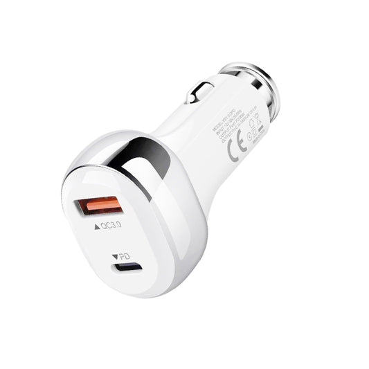 YSY-312PD PD 20W USB-C / Type-C + QC3.0 18W USB Interface 38W High-power Car Charger(White) - Car Charger by PMC Jewellery | Online Shopping South Africa | PMC Jewellery