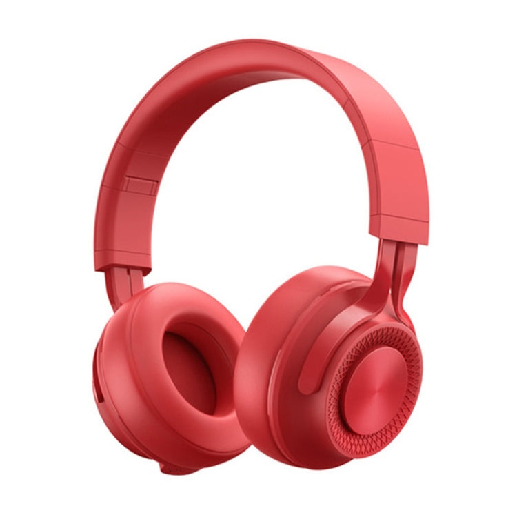 P1 Wireless Bluetooth 5.0 Stereo Soft Leather Earmuffs Foldable Headset Built-in Mic for PC / Cell Phones(Red) - Headset & Headphone by PMC Jewellery | Online Shopping South Africa | PMC Jewellery