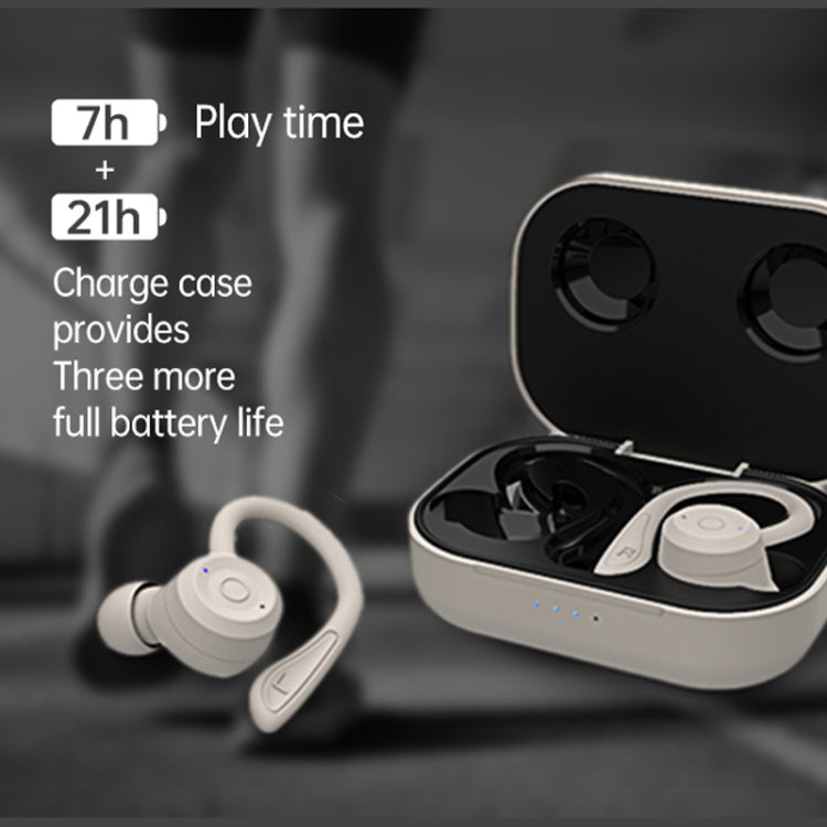 T20 TWS Bluetooth Hooks Wireless Sports Headphones with Charging Box IPX6 Waterproof Noise-cancelling Earphones(White) - Bluetooth Earphone by PMC Jewellery | Online Shopping South Africa | PMC Jewellery