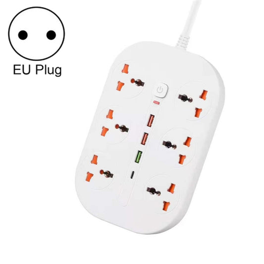 T21 PD3.0 + QC3.0 Multi Hole Row Plug 3000W High Power Socket, EU Plug(White) - Extension Socket by PMC Jewellery | Online Shopping South Africa | PMC Jewellery