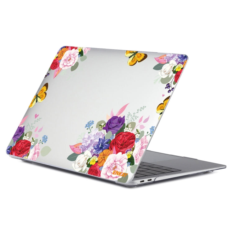 ENKAY Flower Series Pattern Laotop Protective Crystal Case For MacBook Pro 13.3 inch A1706 / A1708 / A1989 / A2159(Rose) - MacBook Pro Cases by ENKAY | Online Shopping South Africa | PMC Jewellery