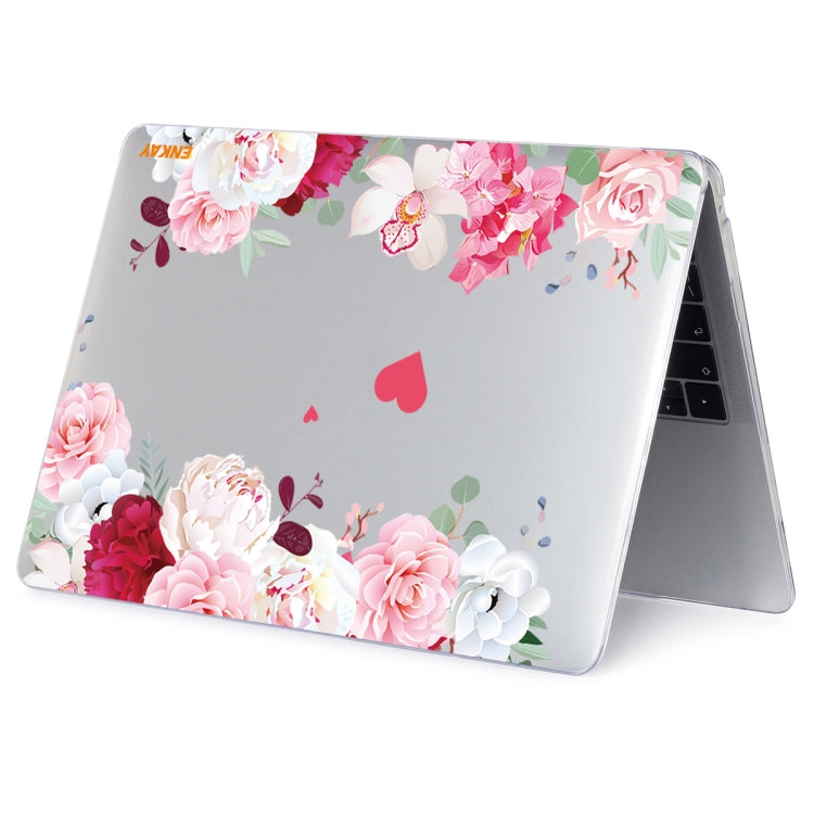 ENKAY Flower Series Pattern Laotop Protective Crystal Case For MacBook Pro 13.3 inch A1706 / A1708 / A1989 / A2159(Peony) - MacBook Pro Cases by ENKAY | Online Shopping South Africa | PMC Jewellery