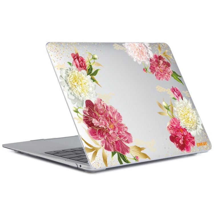 ENKAY Flower Series Pattern Laotop Protective Crystal Case For MacBook Pro 13.3 inch A1706 / A1708 / A1989 / A2159(Paeonia) - MacBook Pro Cases by ENKAY | Online Shopping South Africa | PMC Jewellery