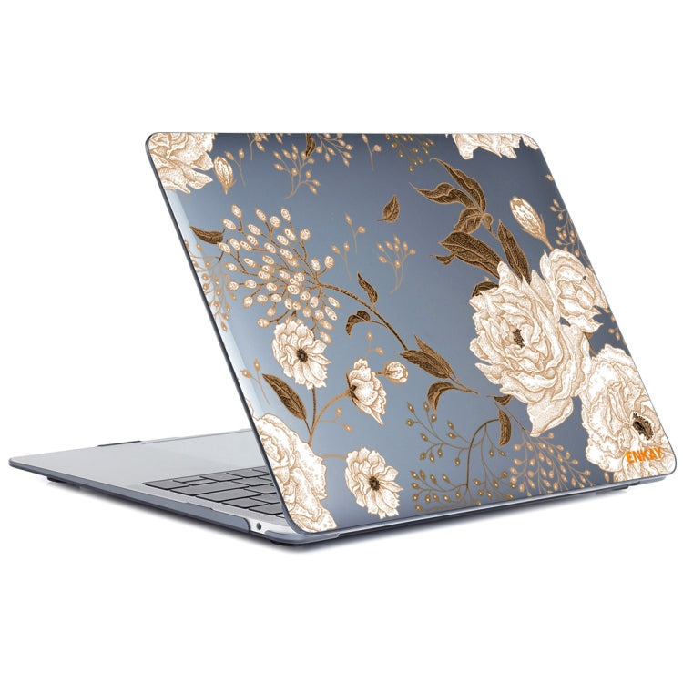 ENKAY Vintage Pattern Series Laotop Protective Crystal Case For MacBook Air 13.3 inch A1932 / A2179 / A2337(Golden Peony) - MacBook Air Cases by ENKAY | Online Shopping South Africa | PMC Jewellery