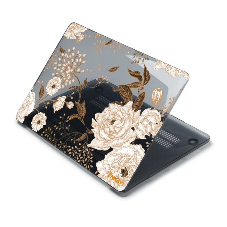 ENKAY Vintage Pattern Series Laotop Protective Crystal Case For MacBook Pro 15.4 inch A1707 / A1990(Golden Peony) - MacBook Pro Cases by ENKAY | Online Shopping South Africa | PMC Jewellery