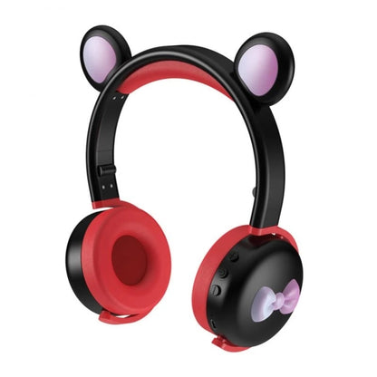 AEC BK7 Cute Bear Children Wireless Bluetooth Headset with LED Light(Black Red) - Headset & Headphone by AEC | Online Shopping South Africa | PMC Jewellery