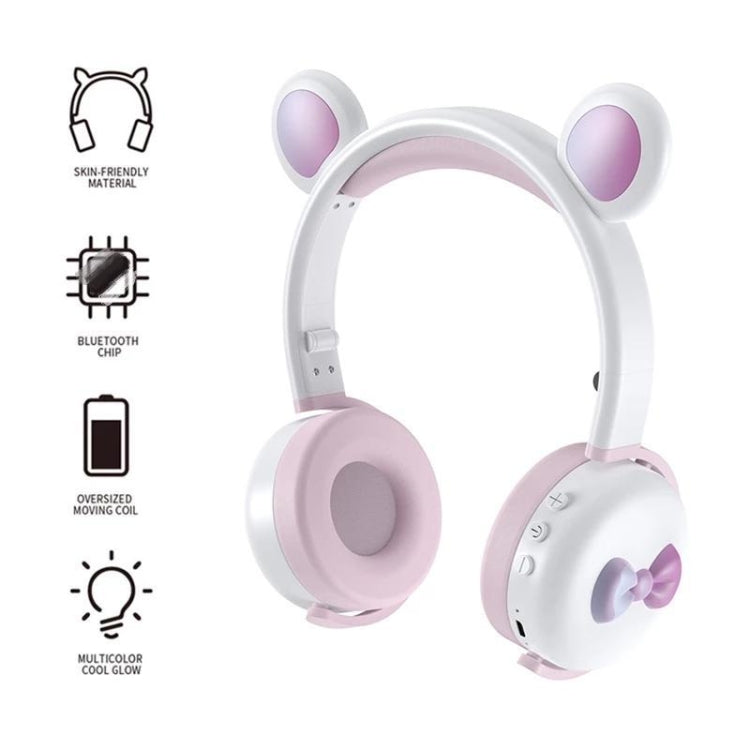 AEC BK7 Cute Bear Children Wireless Bluetooth Headset with LED Light(MoDiLan) - Headset & Headphone by AEC | Online Shopping South Africa | PMC Jewellery