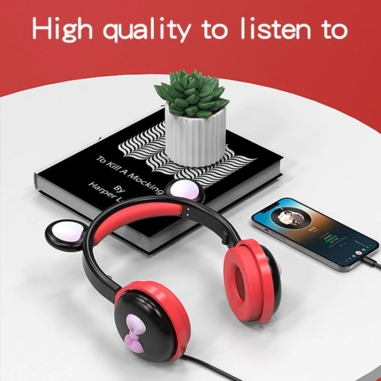 AEC BK7 Cute Bear Children Wireless Bluetooth Headset with LED Light(Black Red) - Headset & Headphone by AEC | Online Shopping South Africa | PMC Jewellery