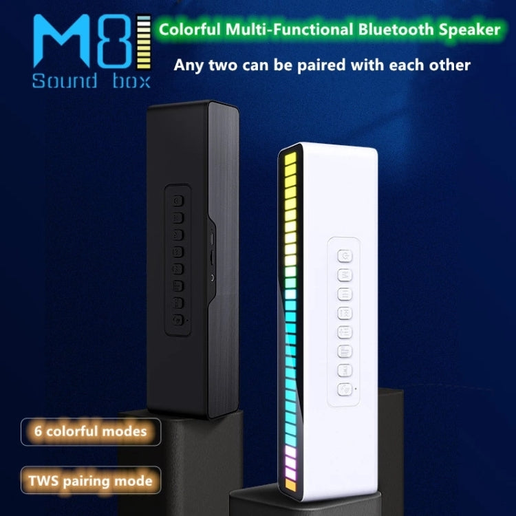 Duosi M8 LED Pickup Rhythm Ambient Light Multi-function TWS Bluetooth Speaker Bar(White) - Desktop Speaker by Duosi | Online Shopping South Africa | PMC Jewellery
