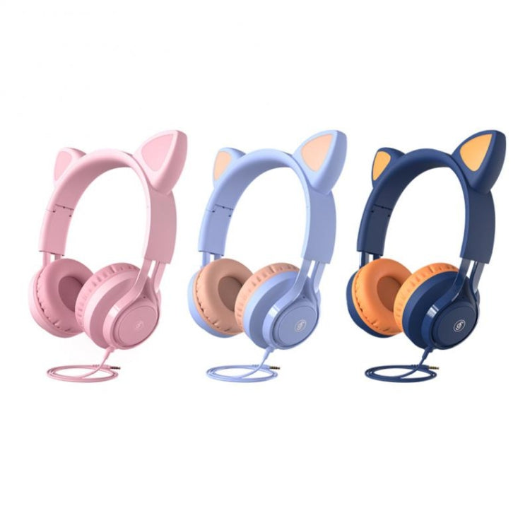 EP08 Cute Cat Ear Child Music Stereo Wired Headset with Mic(Pink) - Headset & Headphone by PMC Jewellery | Online Shopping South Africa | PMC Jewellery