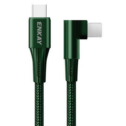 ENKAY PD 20W 3A USB-C / Type-C to 8 Pin Elbow Fast Charging Nylon Braided Data Cable, Length:2m(Green) - Normal Style Cable by ENKAY | Online Shopping South Africa | PMC Jewellery