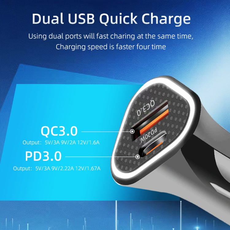 TE-P23 38W PD 20W USB-C / Type-C + QC3. 0 USB Triangle Car Charger + USB to 8 Pin Data Cable, Length: 1m(White) - Car Charger by PMC Jewellery | Online Shopping South Africa | PMC Jewellery