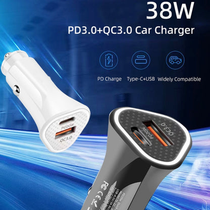 TE-P23 38W PD 20W USB-C / Type-C + QC3. 0 USB Triangle Car Charger + USB to 8 Pin Data Cable, Length: 1m(White) - Car Charger by PMC Jewellery | Online Shopping South Africa | PMC Jewellery