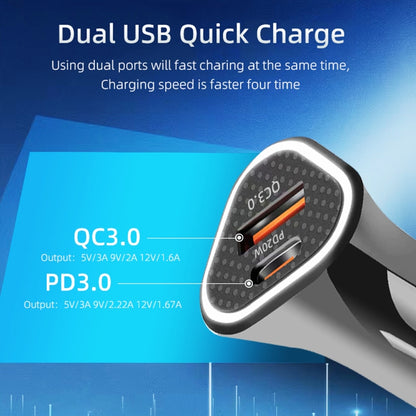 TE-P23 38W PD USB-C / Type-C + QC3. 0 USB Triangle Car Charger + USB-C / Type-C to 8 Pin Data Cable, Length: 1m(White) - Car Charger by PMC Jewellery | Online Shopping South Africa | PMC Jewellery